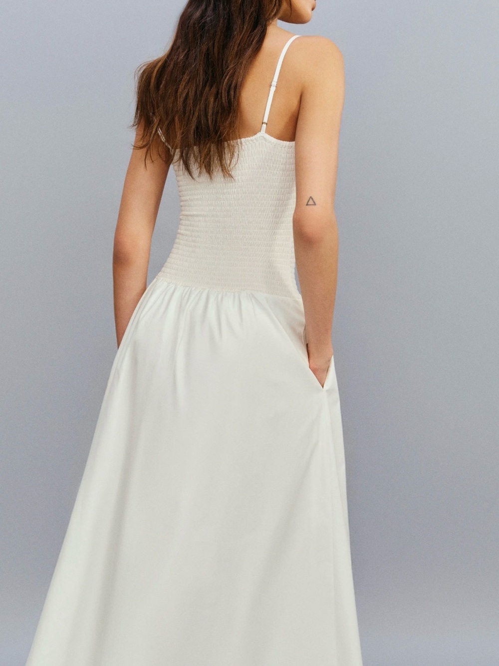 Reformation Nellie Smocked Midi Dress with Spaghetti Straps - Picture 2 of 5